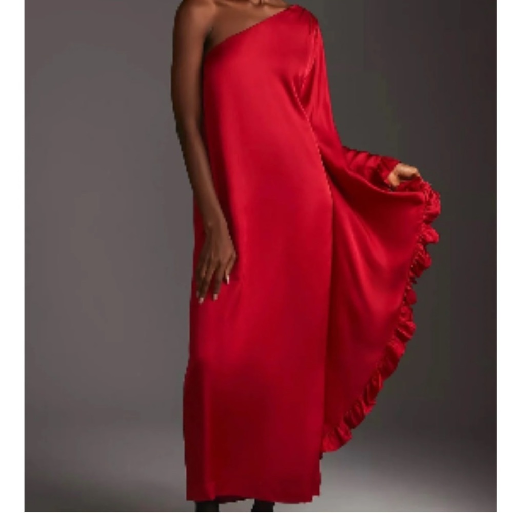 Hutch Anthropologie Ruffled One Shoulder Dress
